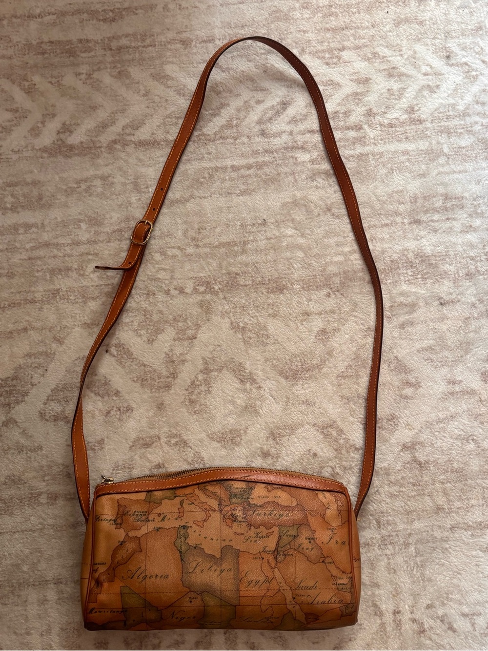 Vintage Alviero Martini 1A Classe Geo Map Crossbody Bag Made in Italy
